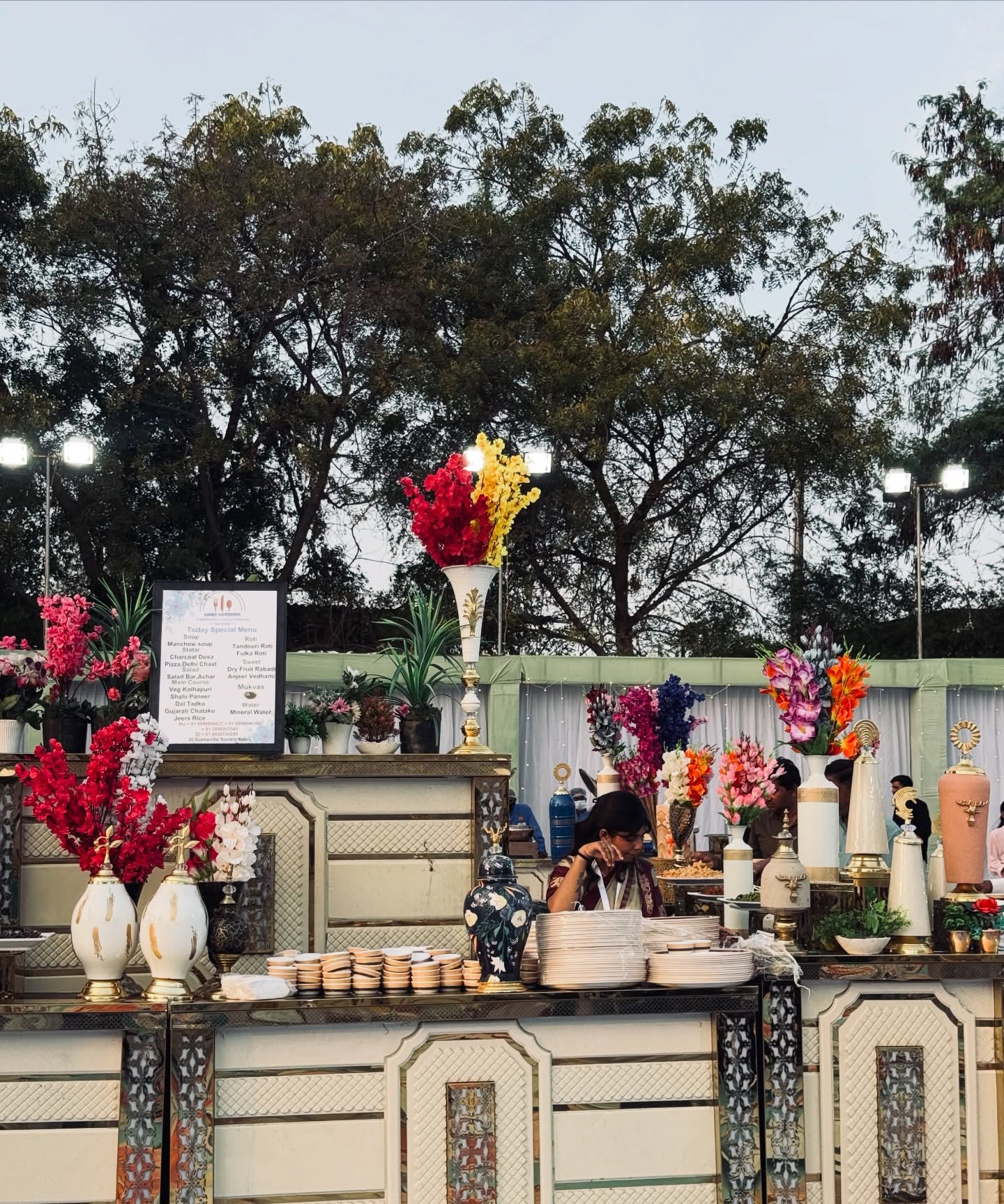 Elegant wedding reception catering setup